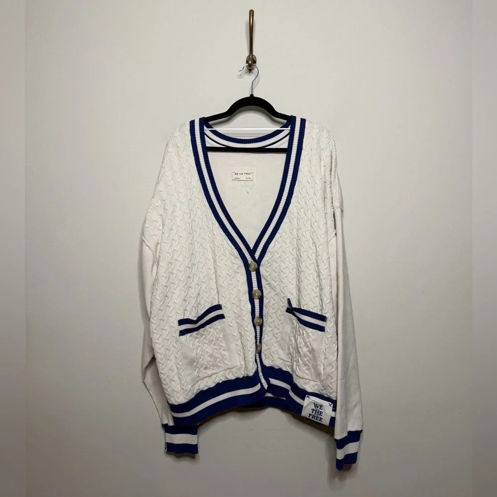 Free People We The Free Varsity Cardi in Ecru